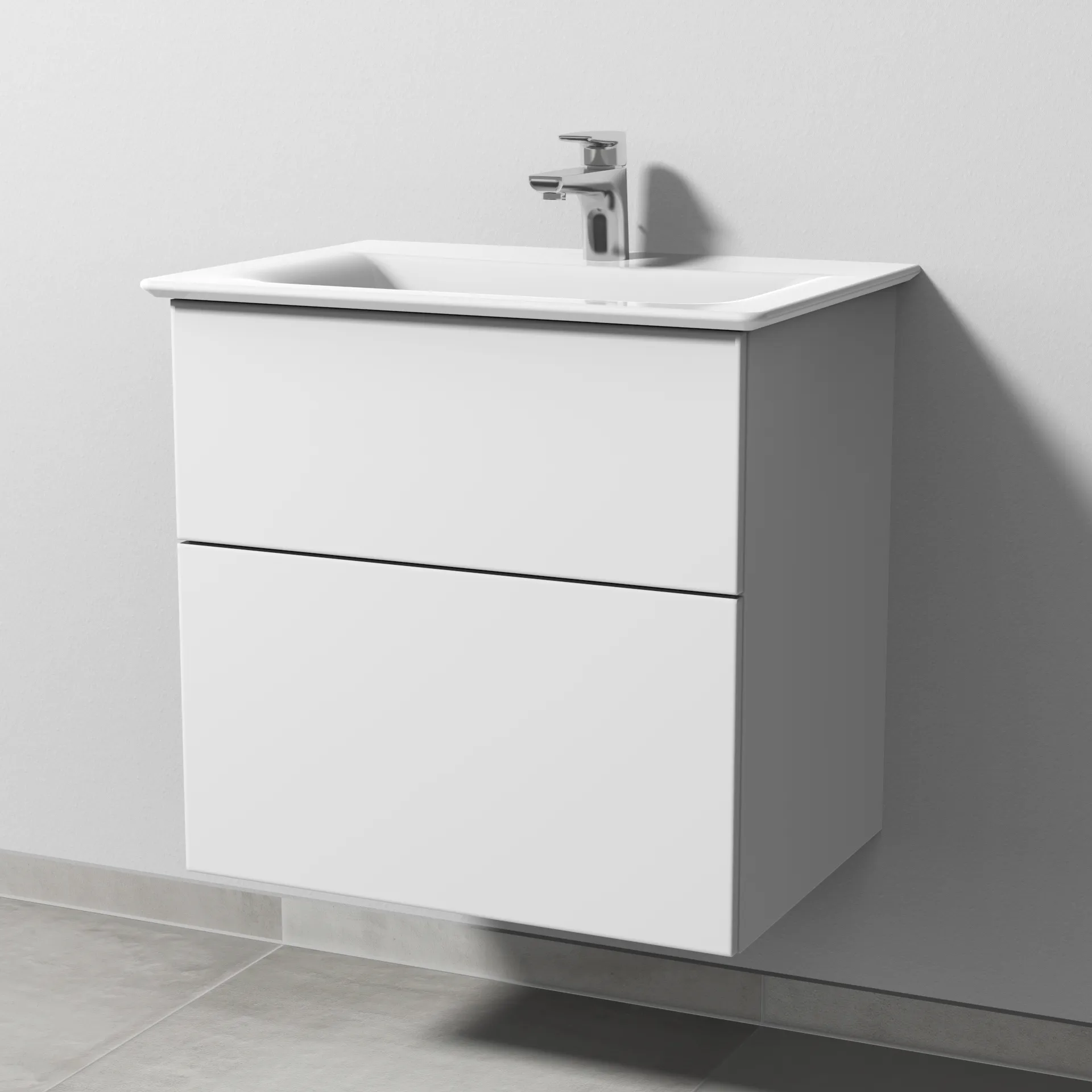 Sanipa Waschtischunterschrank „3way“ passend zu Keramik-Waschtische Connect Air von Ideal Standard 590 × 585 × 437 mm in Weiß-Soft