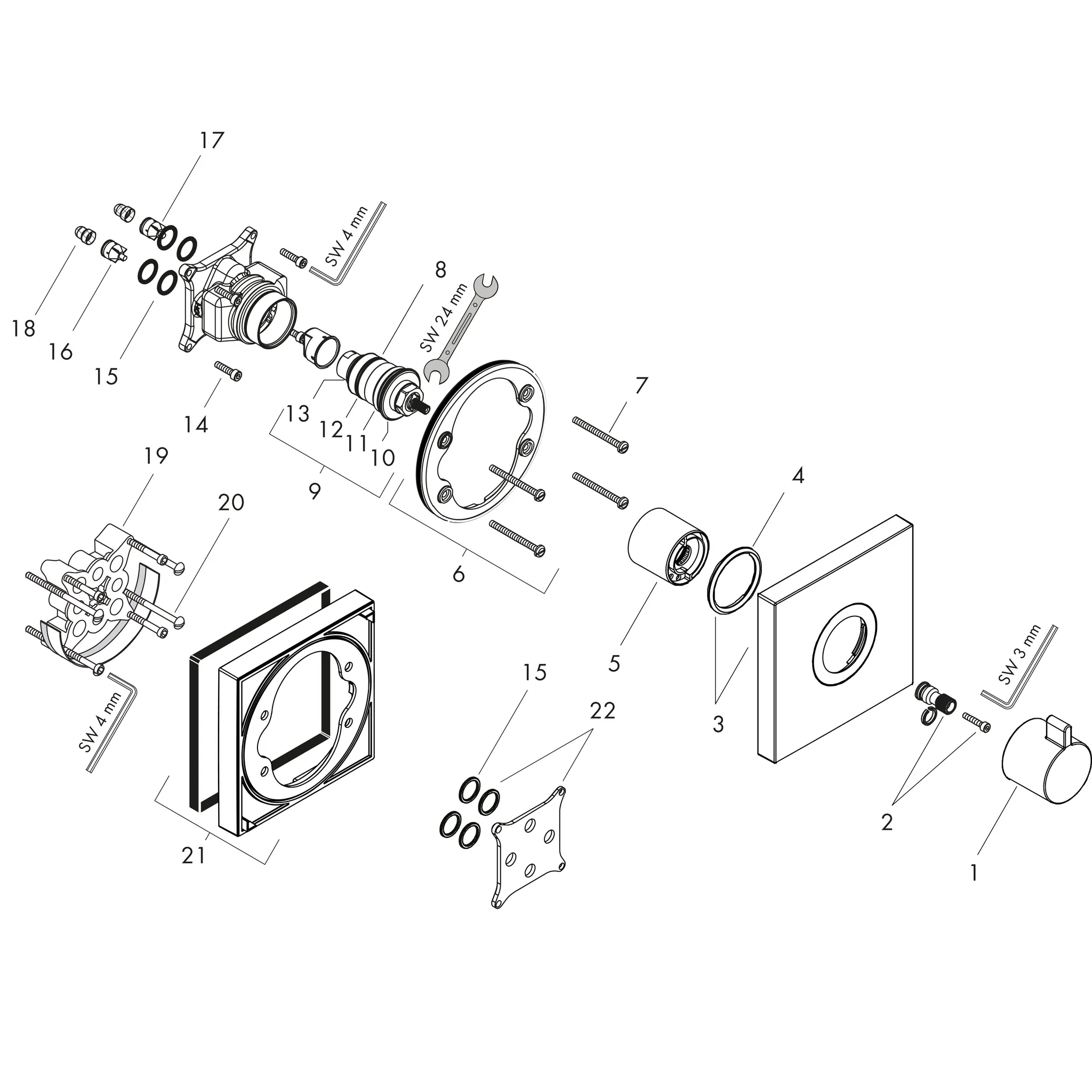 Thermostat Unterputz ShowerSelect Highflow Fertigset chrom Thermostat Unterputz ShowerSelect Highflow Fertigset chrom