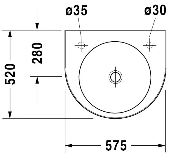 Waschtisch Architec 575 mm ohneÜL, mitHLB, HL links, weiß