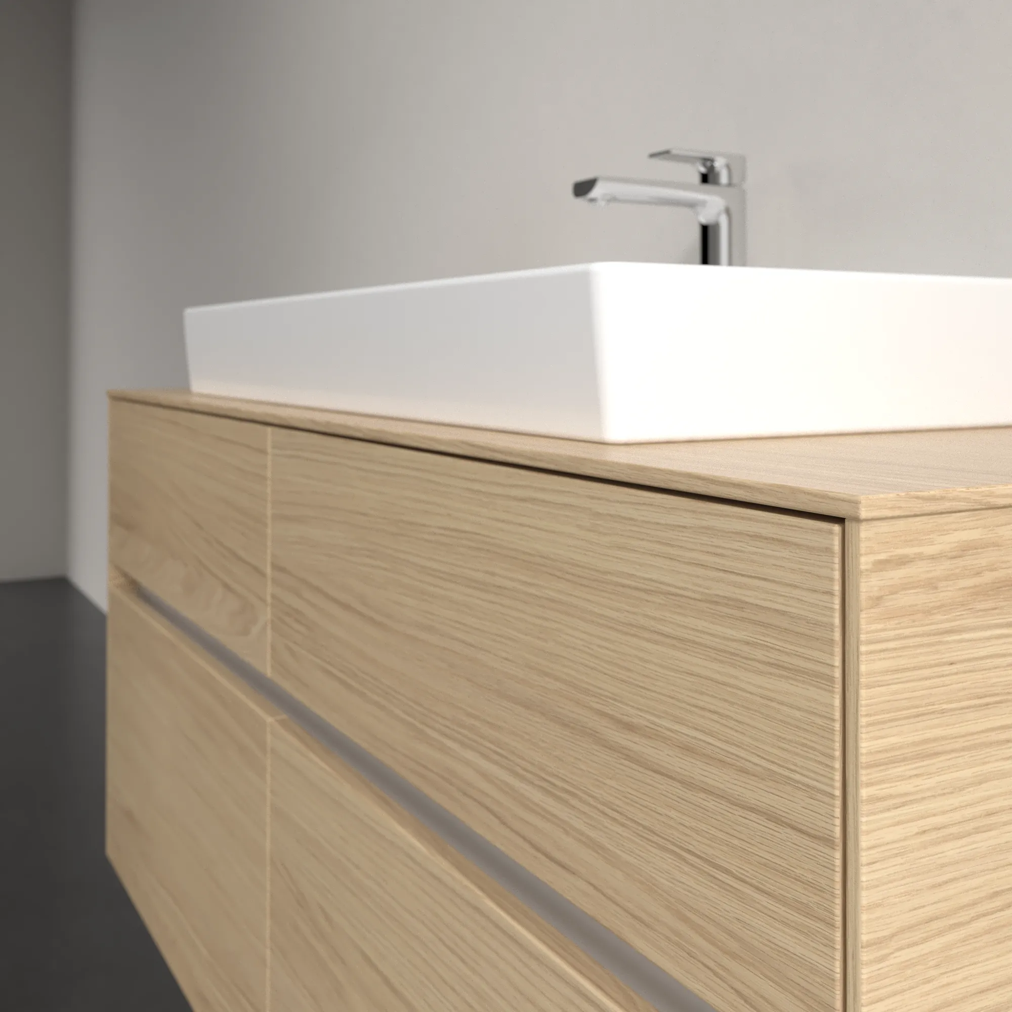 Villeroy & Boch Waschtischunterschrank „Collaro“ 1200 × 548 × 500 mm Nordic Oak, mit Beleuchtung, für Becken mittig