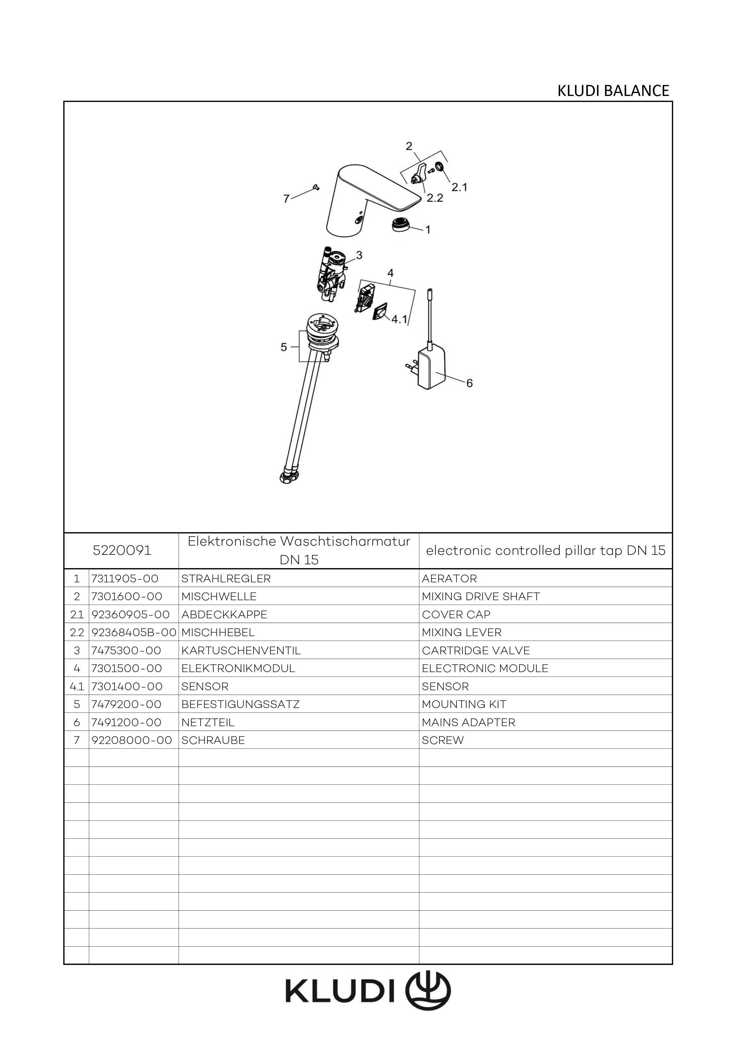 BALANCE Elektronische WT-Armatur mit Netzteil chrom/weiß