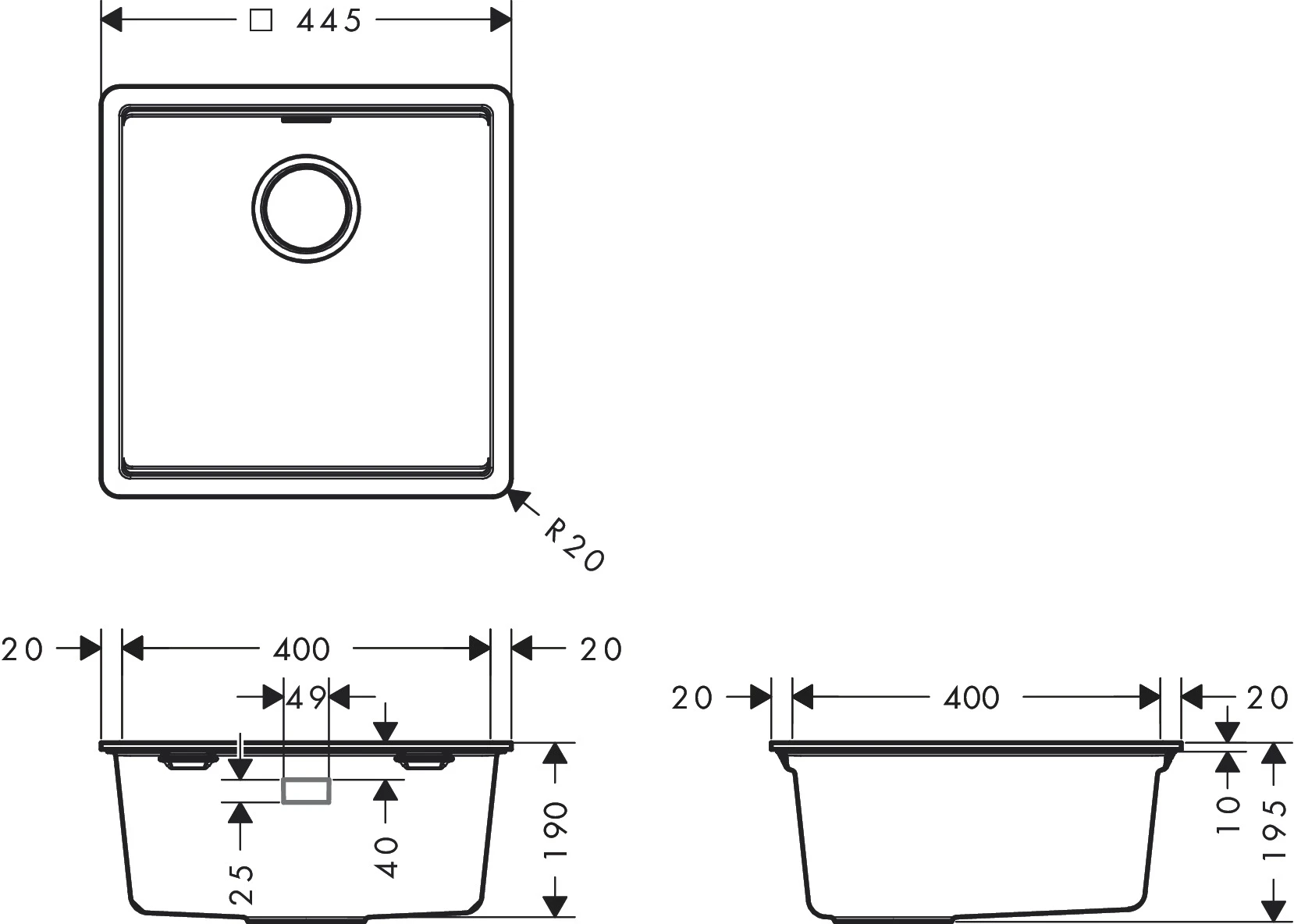 Küchenspülbecken „S53“ in Graphitschwarz