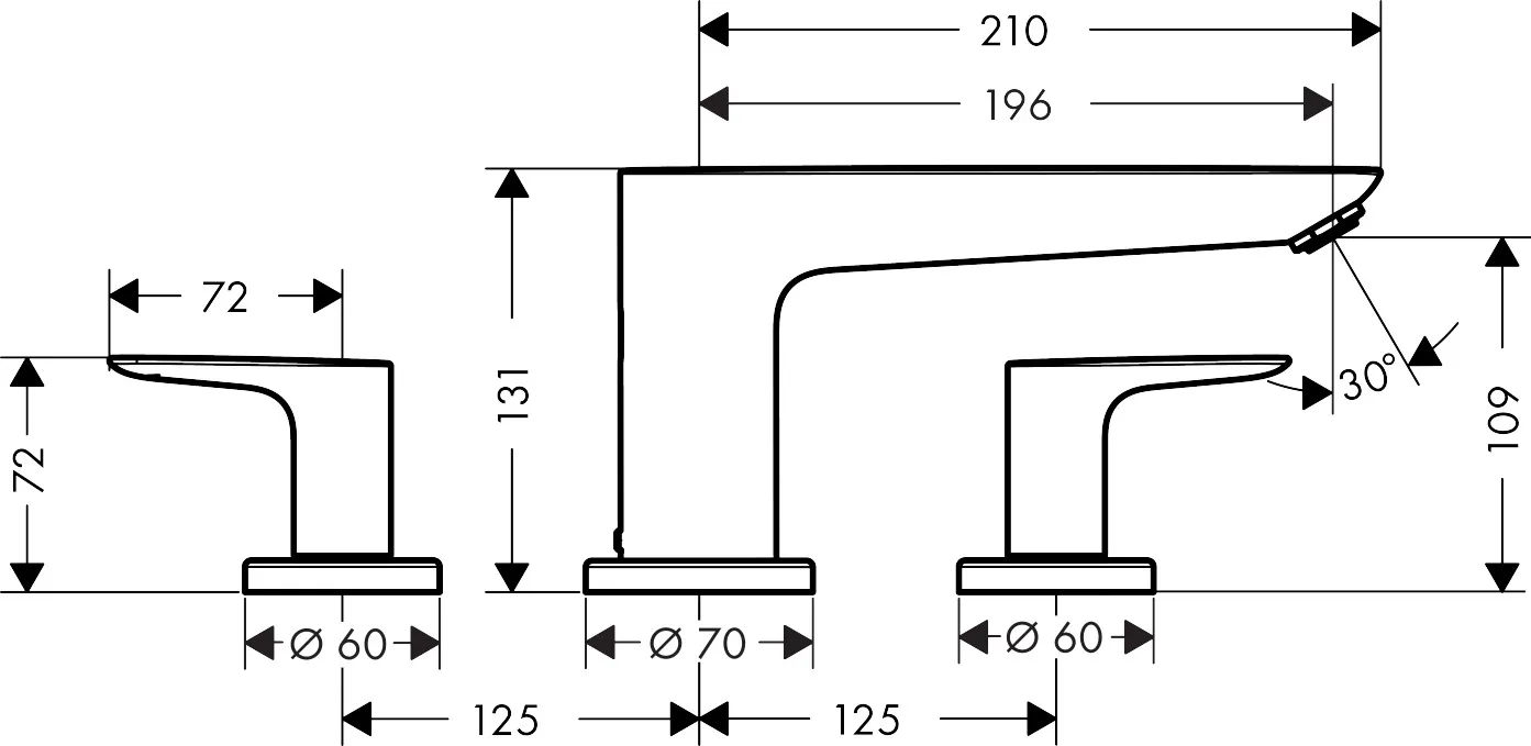 Hansgrohe Talis E 3-Loch Wannenrandarmatur, Chrom Hansgrohe Talis E 3-Loch Wannenrandarmatur, Chrom