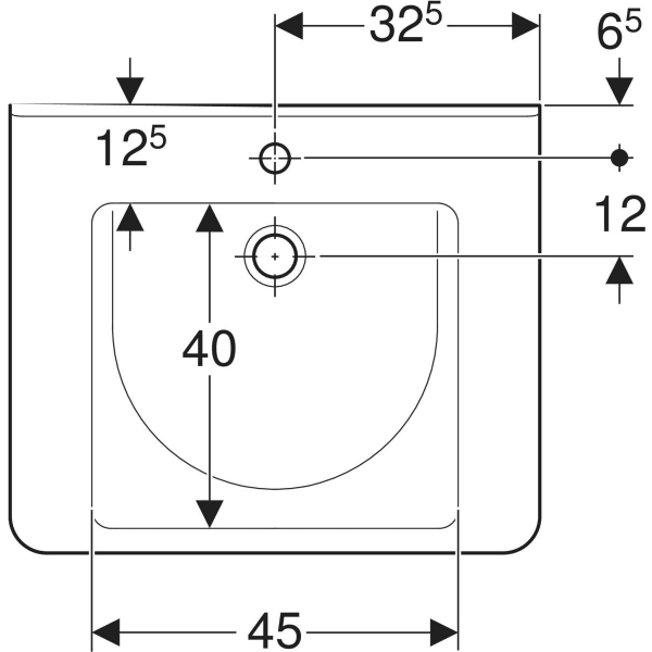 Wandwaschtisch „Renova Comfort Square“, rechteckig 65 × 55 cm in weiß alpin