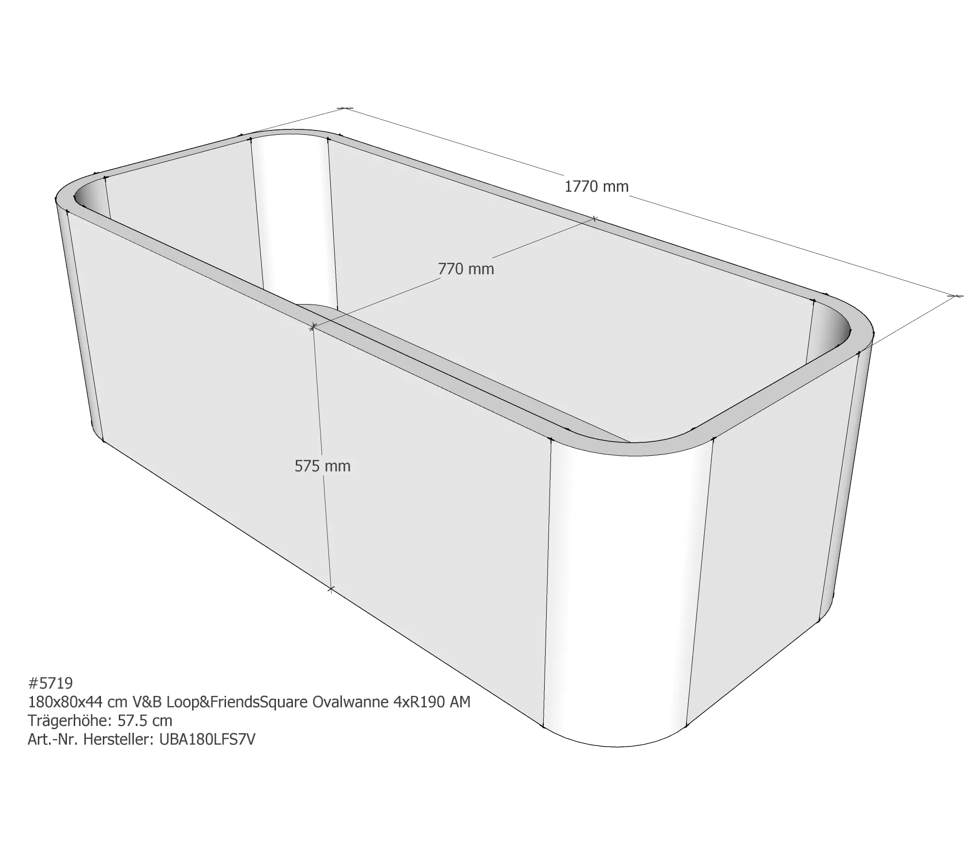 Badewannenträger passend für Villeroy & Boch Loop & Friends 180 × 80 × 44 cm Badewannenträger passend für Villeroy & Boch Loop & Friends 180 × 80 × 44 cm