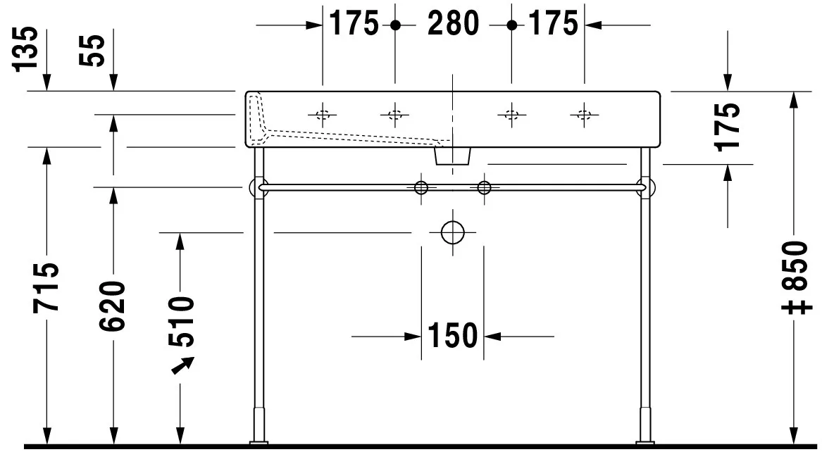 Wandwaschtisch „Vero“, mit Überlauf, Hahnlochposition mittig Wandwaschtisch „Vero“, mit Überlauf, Hahnlochposition mittig
