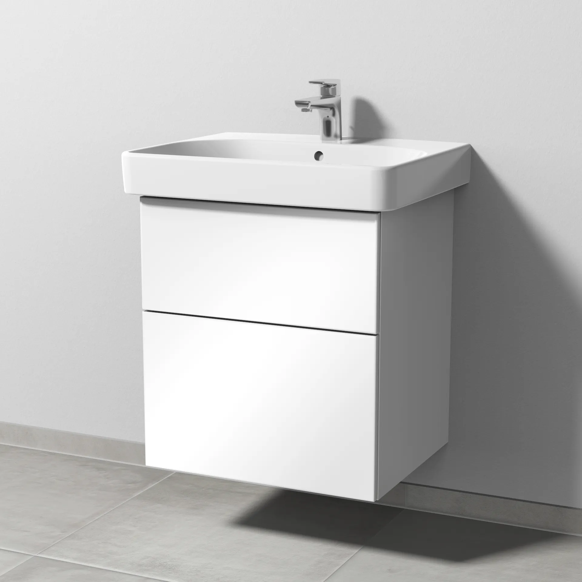 Sanipa Waschtischunterschrank „3way“ passend zu Keramik-Waschtische Smyle Square von Geberit 525 × 593 × 442 mm in Weiß (glanz)