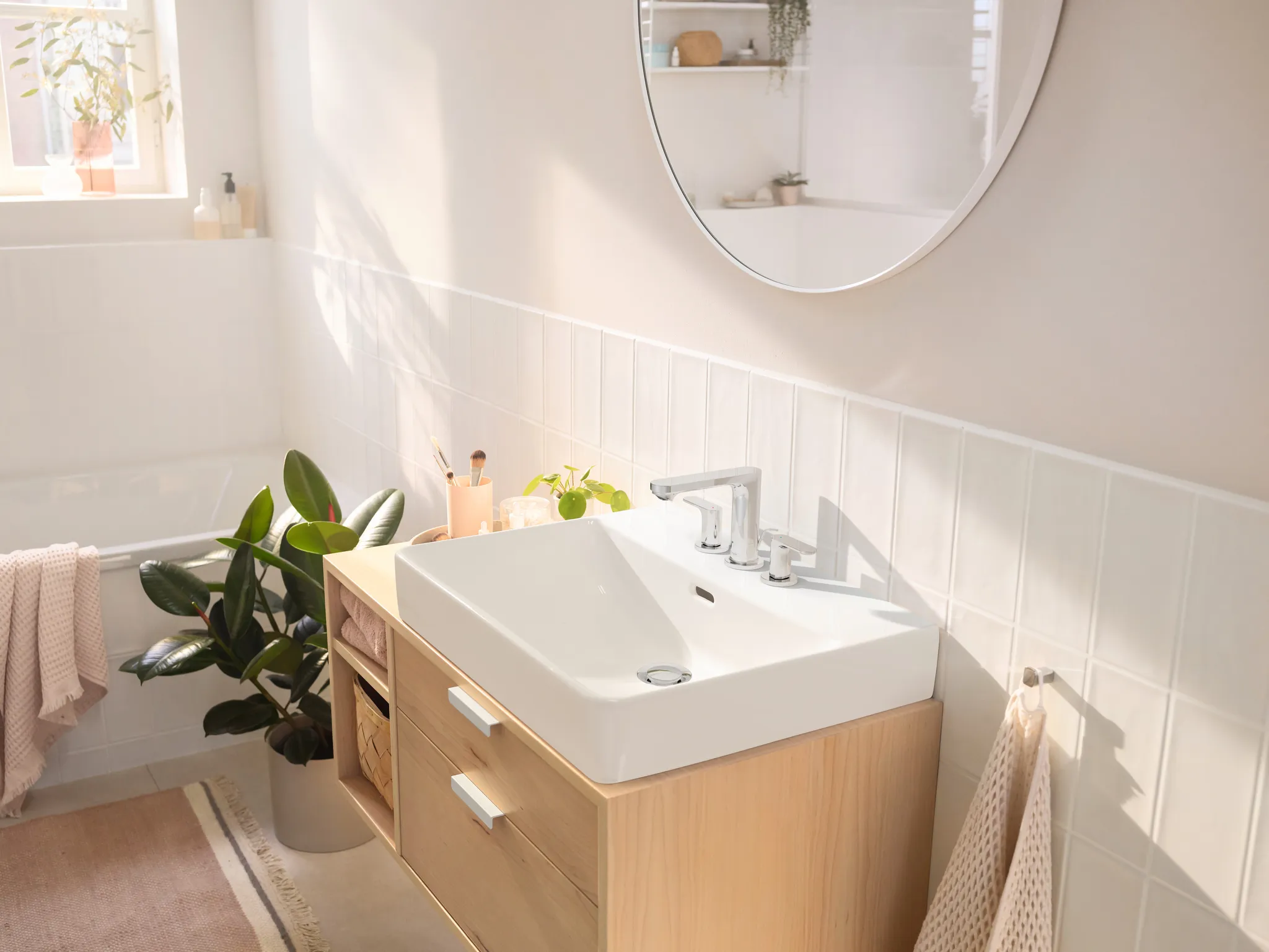 3-Loch Waschtischarmatur Rebris S mit Zugstange chrom