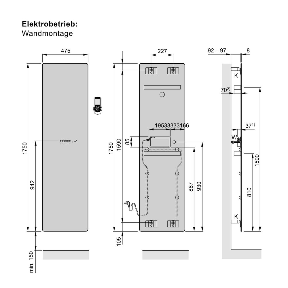 Design-Infrarotheizkörper „Deseo Verso“ 47,5 × 175 cm in schwarz Design-Infrarotheizkörper „Deseo Verso“ 47,5 × 175 cm in schwarz