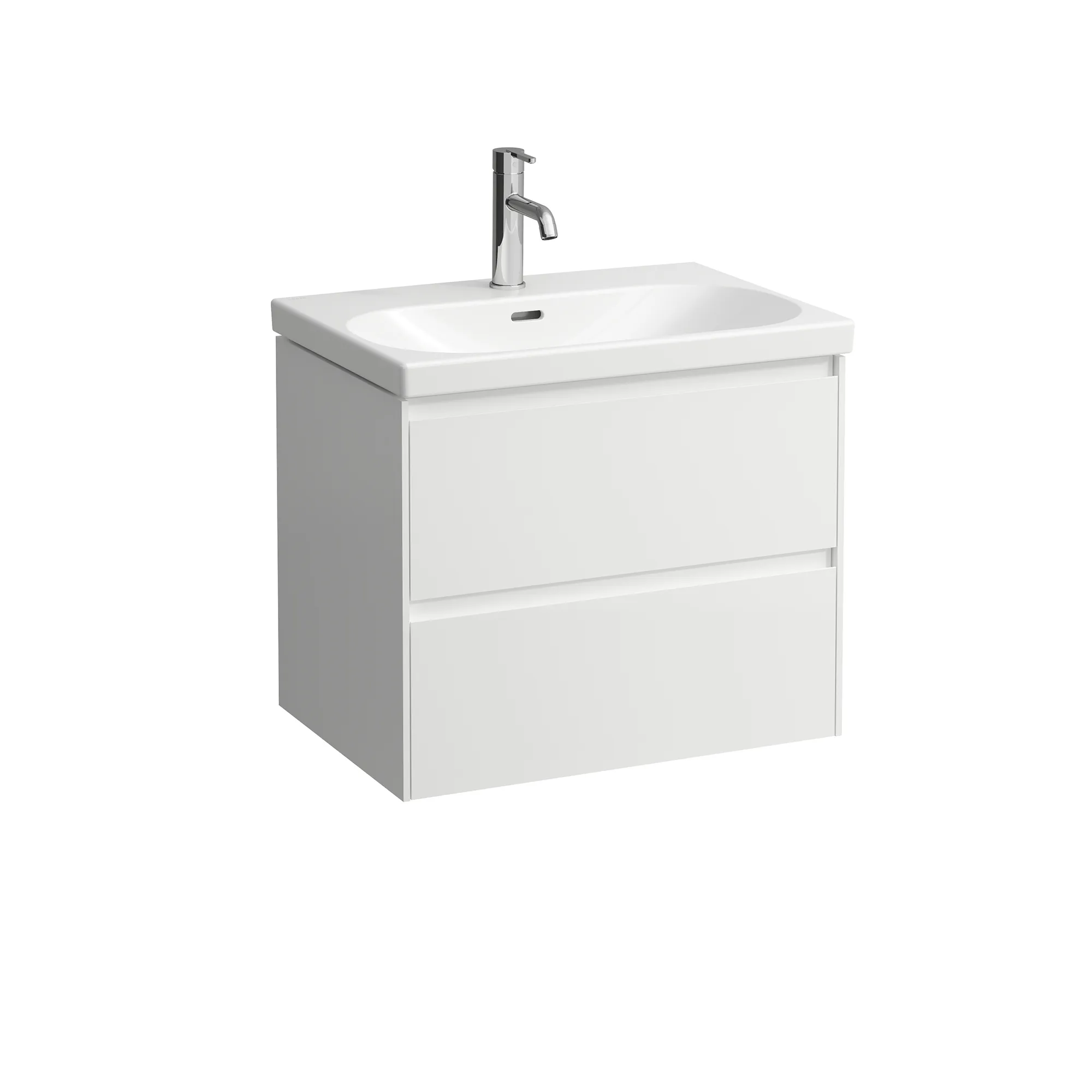 Waschtischunterbau LANI 442x636x515 mit 2 Schubladen integrierter Griffleiste Vollauszug und Soft-Close für Waschtisch LUA H810084 weiß matt Waschtischunterbau LANI 442x636x515 mit 2 Schubladen integrierter Griffleiste Vollauszug und Soft-Close für Waschtisch LUA H810084 weiß matt