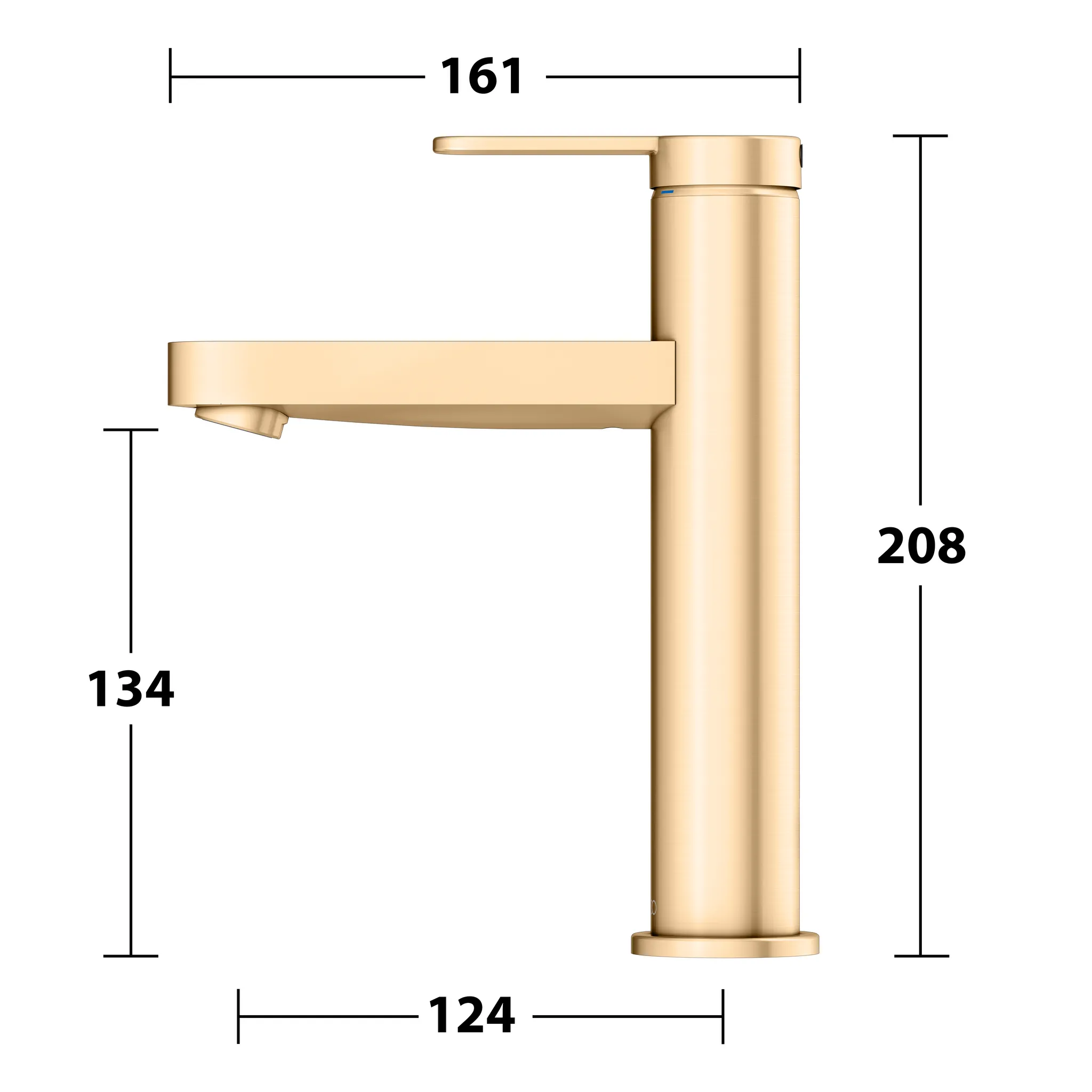IXMO Einhebel-Waschtischmischer 130 IXMO Flat, Rosette rund Messing geb.