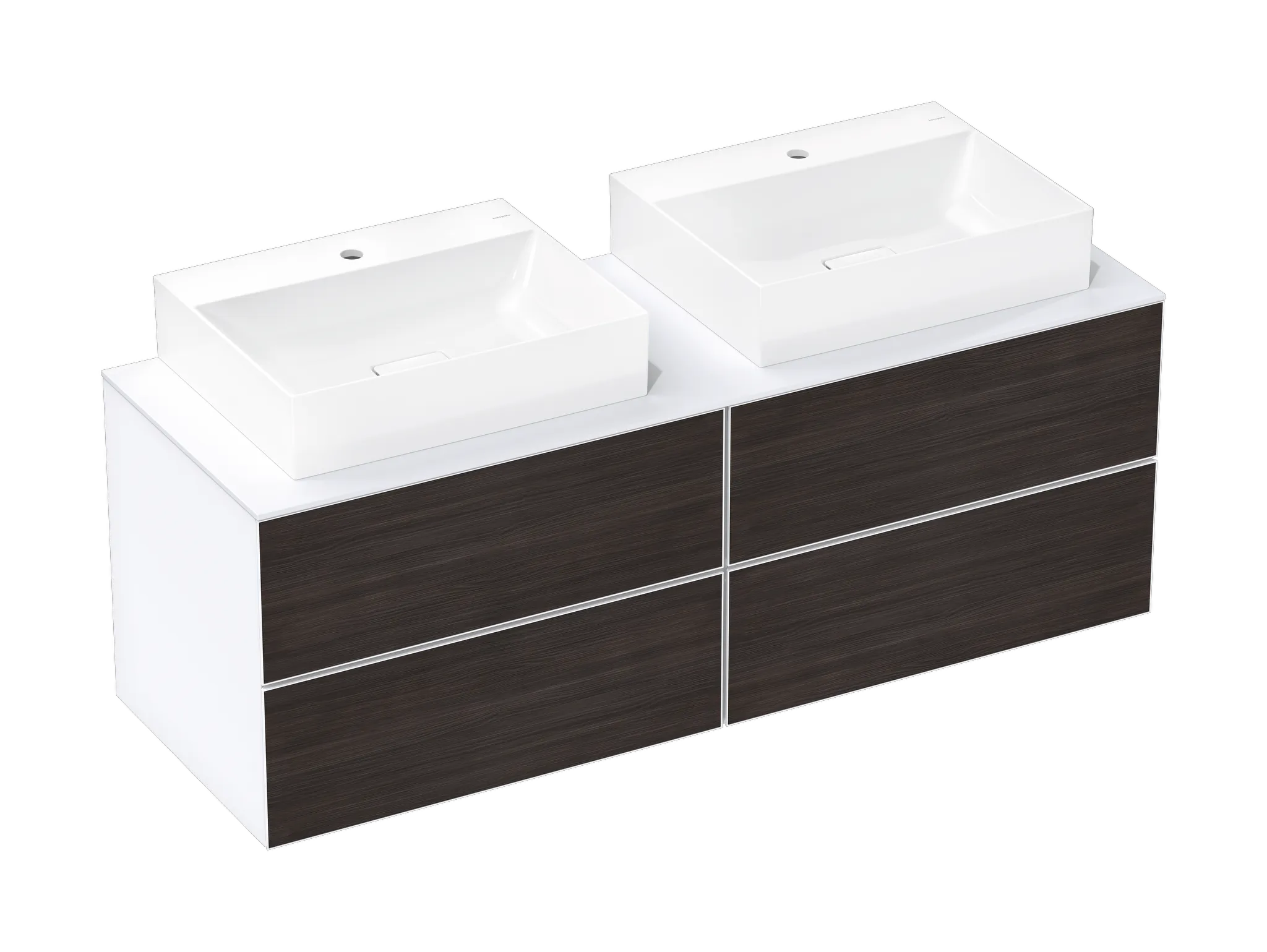 Hansgrohe Xevolos E Konsole 1570⁄550, 2 Beckenausschnitte, Mattweiß Hansgrohe Xevolos E Konsole 1570⁄550, 2 Beckenausschnitte, Mattweiß
