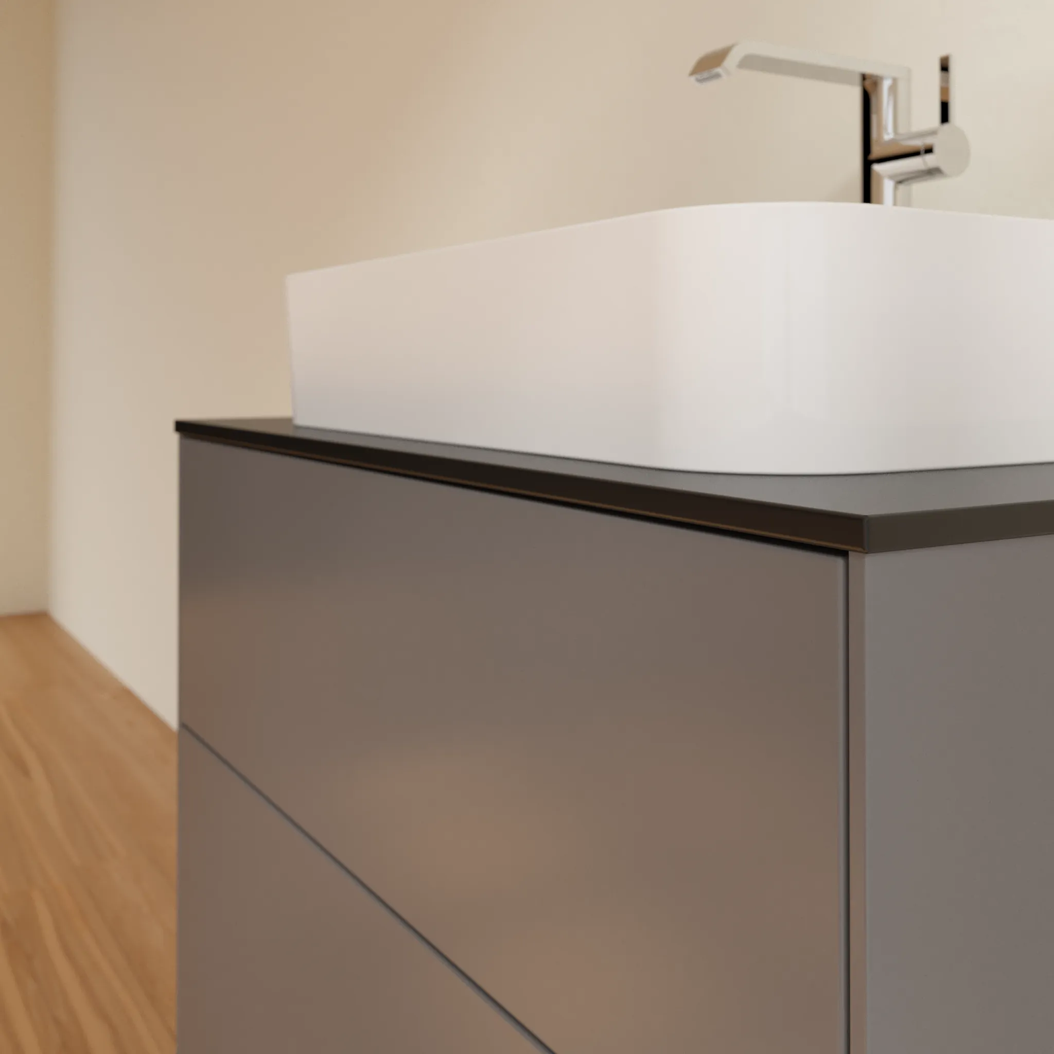 Villeroy & Boch Finion Waschbeckenunterschrank F22 800x603x501mm Anthracite Matt Lacquer / Glass Black Matt Villeroy & Boch Finion Waschbeckenunterschrank F22 800x603x501mm Anthracite Matt Lacquer / Glass Black Matt
