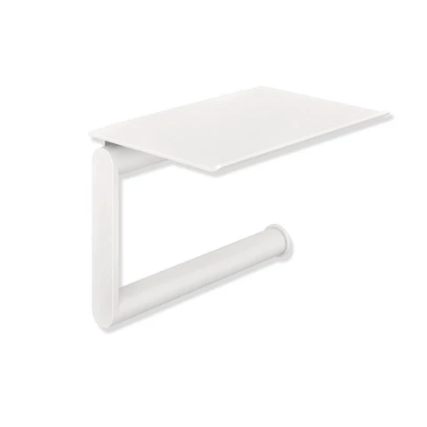 WC-Papierhalter mit Ablage pulverbeschichtet weiss tiefmatt WC-Papierhalter mit Ablage pulverbeschichtet weiss tiefmatt