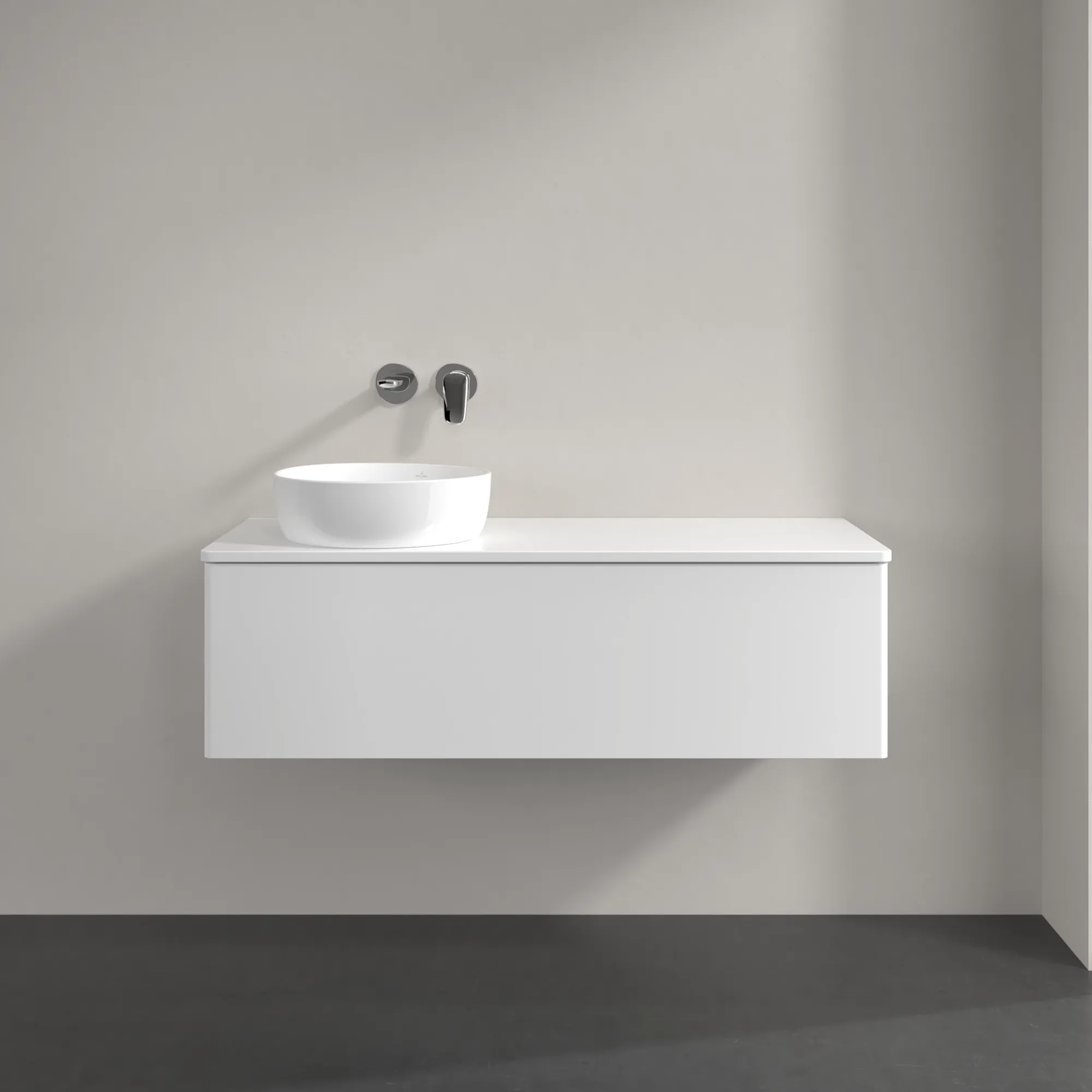 Villeroy & Boch Waschtischunterschrank „Antao“ 1200 × 360 × 500 mm White Matt Lacquer, für Becken links, ohne Beleuchtung Villeroy & Boch Waschtischunterschrank „Antao“ 1200 × 360 × 500 mm White Matt Lacquer, für Becken links, ohne Beleuchtung