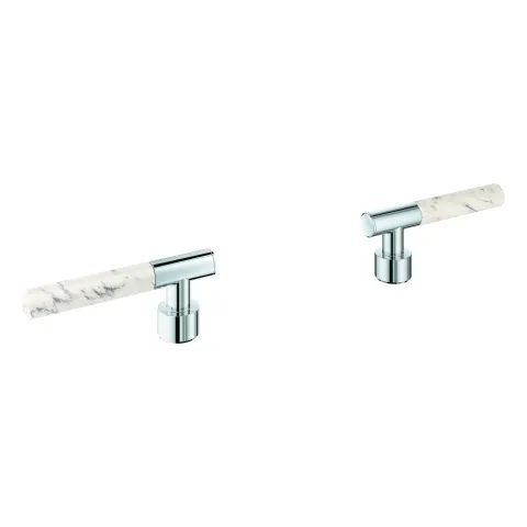 Hebelgriffe Atrio Private Collection 48458, Material: White Attica Caesarstone Quarzverbundwerkstoff, für 21134/21140/20587/20 93/25227, chrom Hebelgriffe Atrio Private Collection 48458, Material: White Attica Caesarstone Quarzverbundwerkstoff, für 21134/21140/20587/20 93/25227, chrom