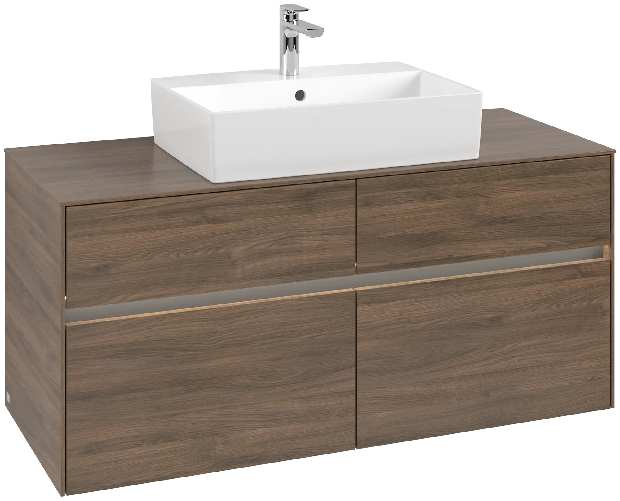 Villeroy & Boch Waschbeckenunterschrank Collaro Arizona Oak, 1200x548 mm, mit Beleuchtung und SoftClosing, 4 Auszüge Villeroy & Boch Waschbeckenunterschrank Collaro Arizona Oak, 1200x548 mm, mit Beleuchtung und SoftClosing, 4 Auszüge