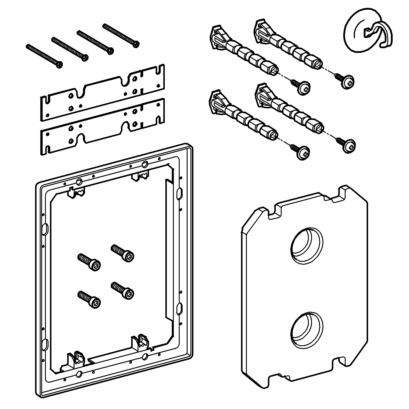 Montageset 38957, zum wandbündigen Einbau von Skate Cosmopolitan WC-Betätigungen mit Glasoberfläche