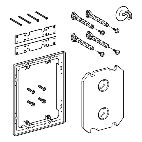 Montageset 38957, zum wandbündigen Einbau von Skate Cosmopolitan WC-Betätigungen mit Glasoberfläche Montageset 38957, zum wandbündigen Einbau von Skate Cosmopolitan WC-Betätigungen mit Glasoberfläche