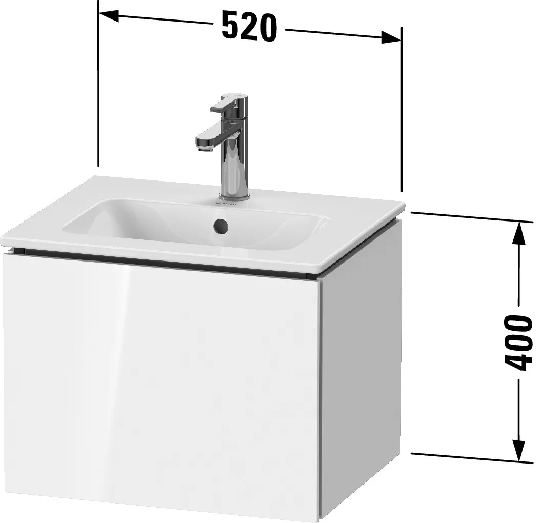 Duravit Waschtischunterschrank wandhängend „L-Cube“ 52 × 40 × 42,1 cm in Betongrau Matt