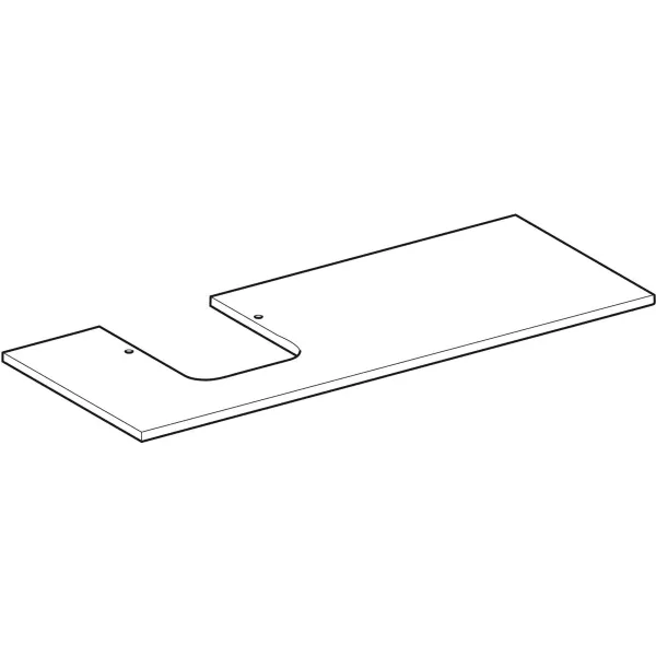Geberit ONE Waschtischplatte mit Ausschnitt, Steinzeug, schwarz Marmoroptik matt, 119 x 47,3 cm, Höhe 2 cm, Wanneneinbaumaß 22,3 cm, für Aufsatzwaschtisch Schalenform