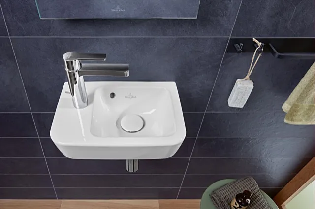 Villeroy & Boch Handwaschbecken „O.novo“ Compact 360 × 250 × 145 mm, Hahnlochposition links, für Becken rechts, mit Hahnlochbohrung in Weiß Alpin Villeroy & Boch Handwaschbecken „O.novo“ Compact 360 × 250 × 145 mm, Hahnlochposition links, für Becken rechts, mit Hahnlochbohrung in Weiß Alpin
