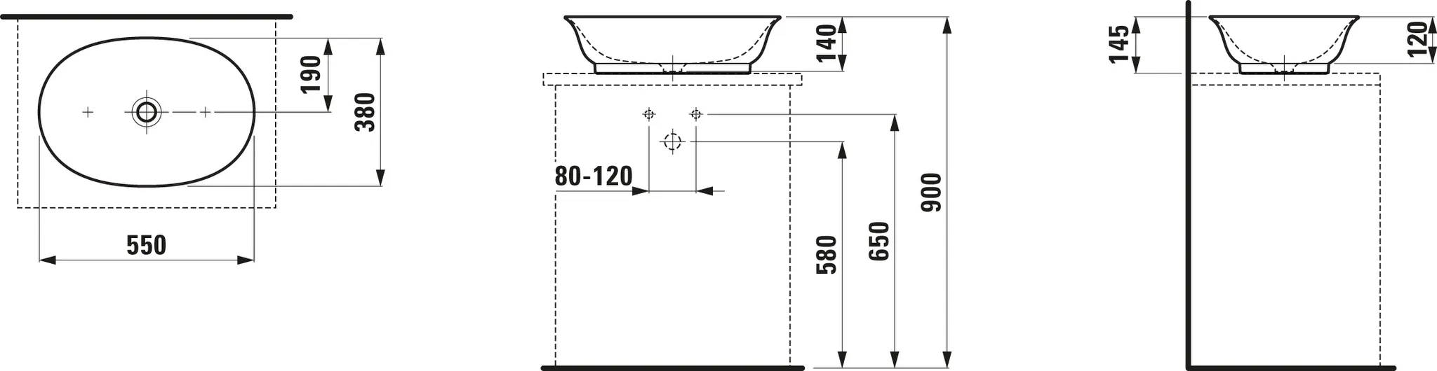 Waschtisch-Schale THE NEW CLASSIC 380x550x145 ohne Hahnloch ohne Überlauf weiß Waschtisch-Schale THE NEW CLASSIC 380x550x145 ohne Hahnloch ohne Überlauf weiß