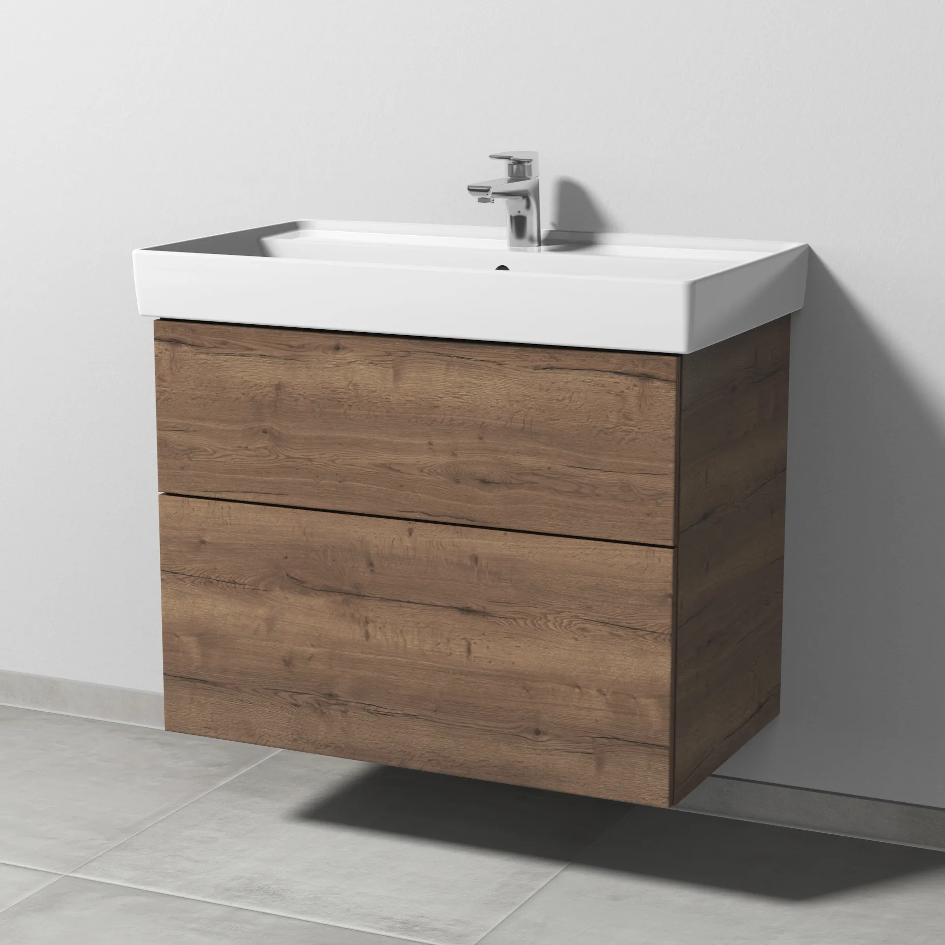 Sanipa Waschtischunterschrank „3way“ passend zu Keramik-Waschtische Collaro von Villeroy & Boch 750 × 588 × 447 mm in Eiche Tabak