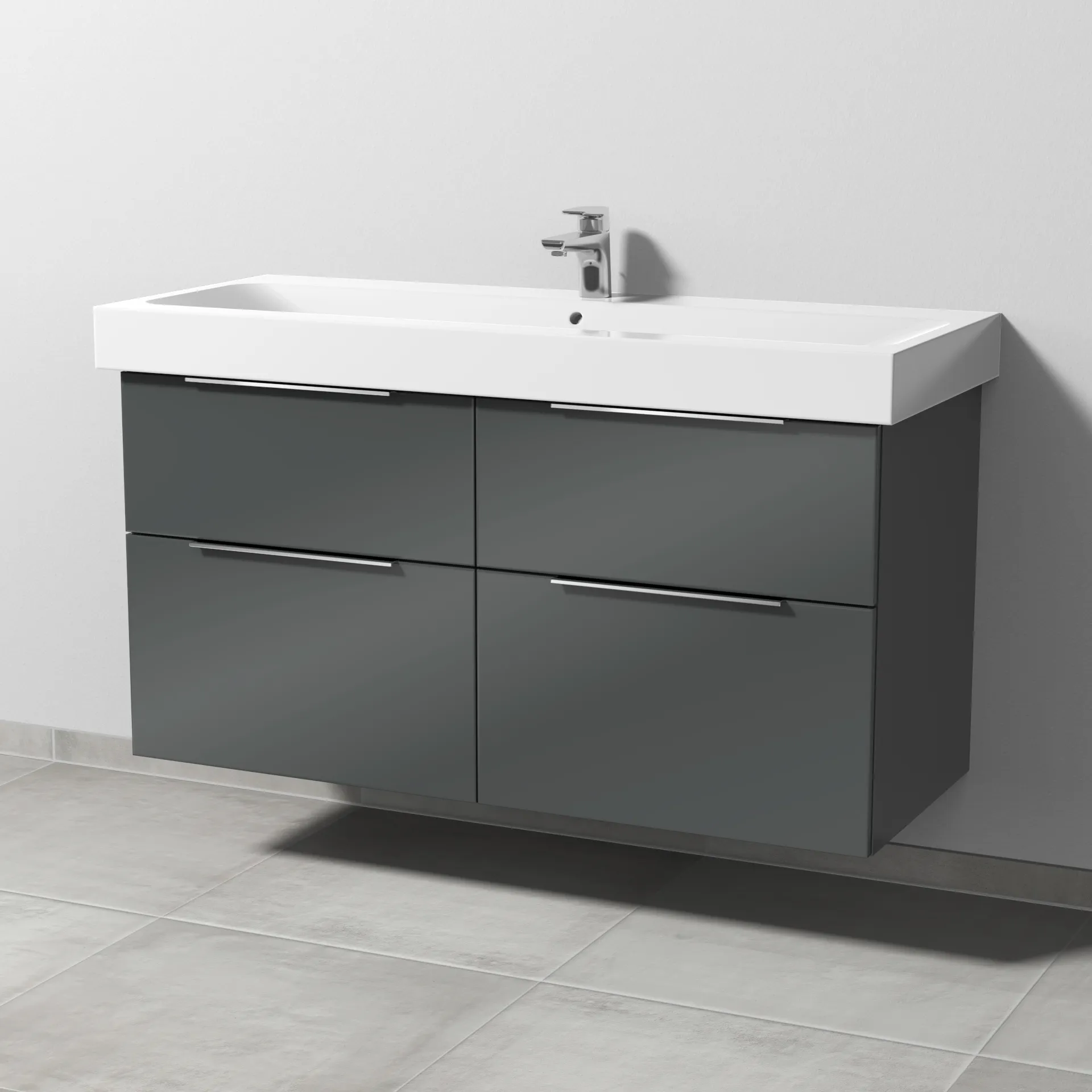 Sanipa Waschtischunterschrank „3way“ passend zu Keramik-Waschtische iCon von Geberit 1150 × 593 × 462 mm in Anthrazit (glanz), Becken mittig Sanipa Waschtischunterschrank „3way“ passend zu Keramik-Waschtische iCon von Geberit 1150 × 593 × 462 mm in Anthrazit (glanz), Becken mittig