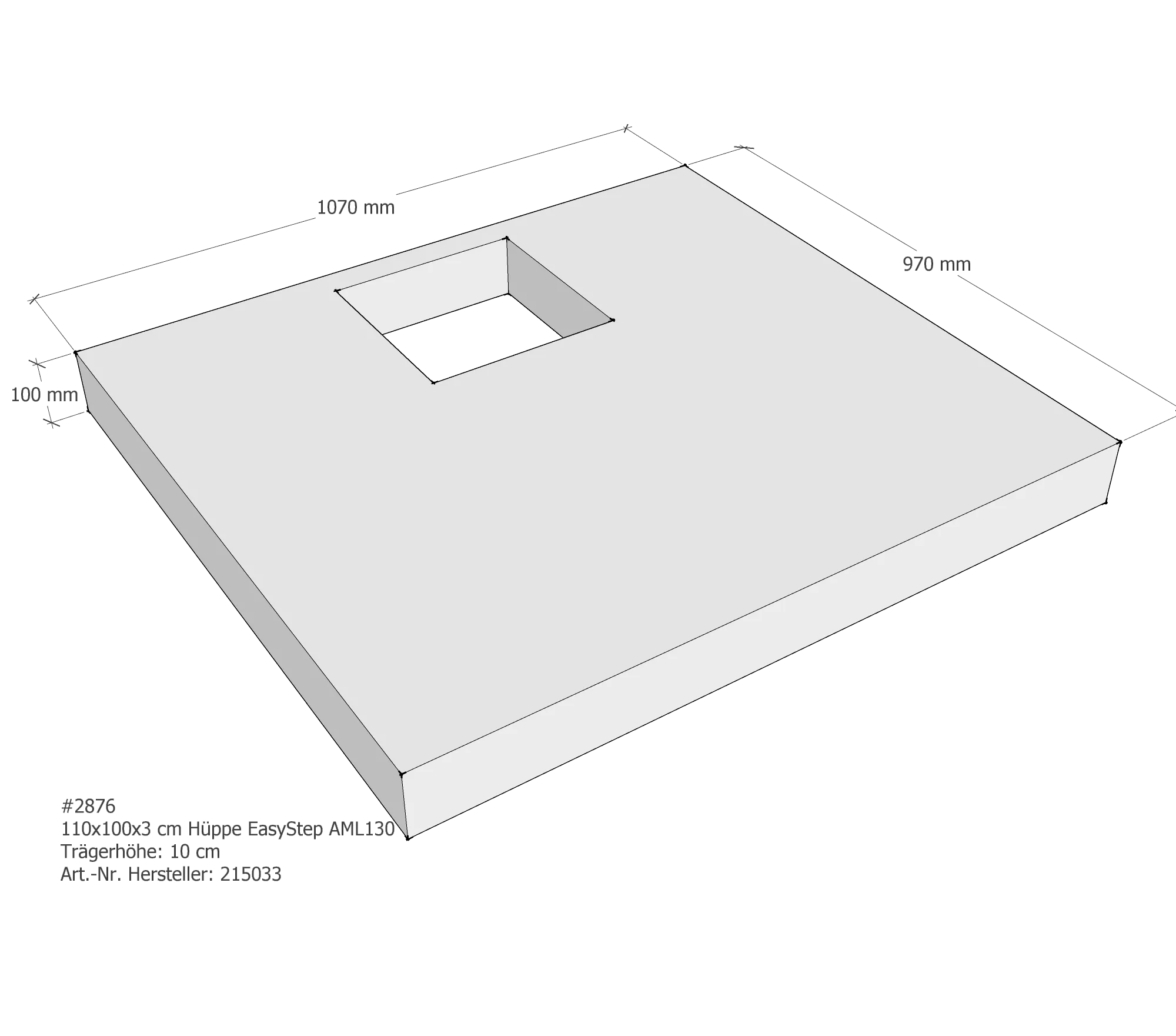 Duschwannenträger für Hüppe EasyStep 110 × 100 × 3 cm Duschwannenträger für Hüppe EasyStep 110 × 100 × 3 cm
