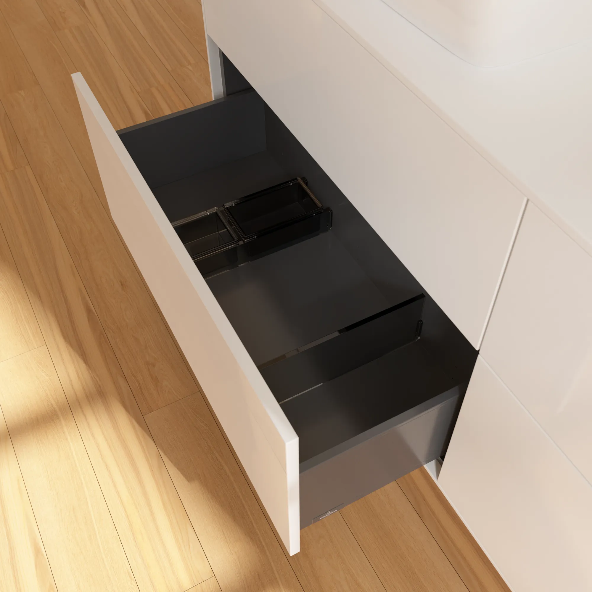 Villeroy & Boch Waschtischunterschrank „Finion“ für Schrankwaschtisch 1600 × 603 × 501 mm Glossy White Lacquer, für links und rechts, mit Hahnlochbohrung