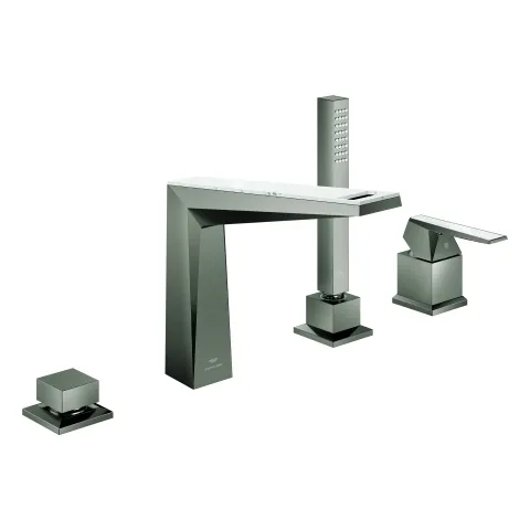 4-Loch-Einhand-Wannenkombination Allure Brilliant Private Collection 29525, Griff mit White Attica Ceasarstone, chrom 4-Loch-Einhand-Wannenkombination Allure Brilliant Private Collection 29525, Griff mit White Attica Ceasarstone, chrom