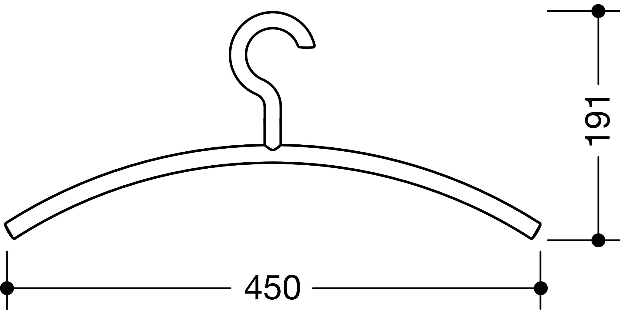 HEWI Kleiderbügel 570.99.001 99 45 cm (5 Stück)