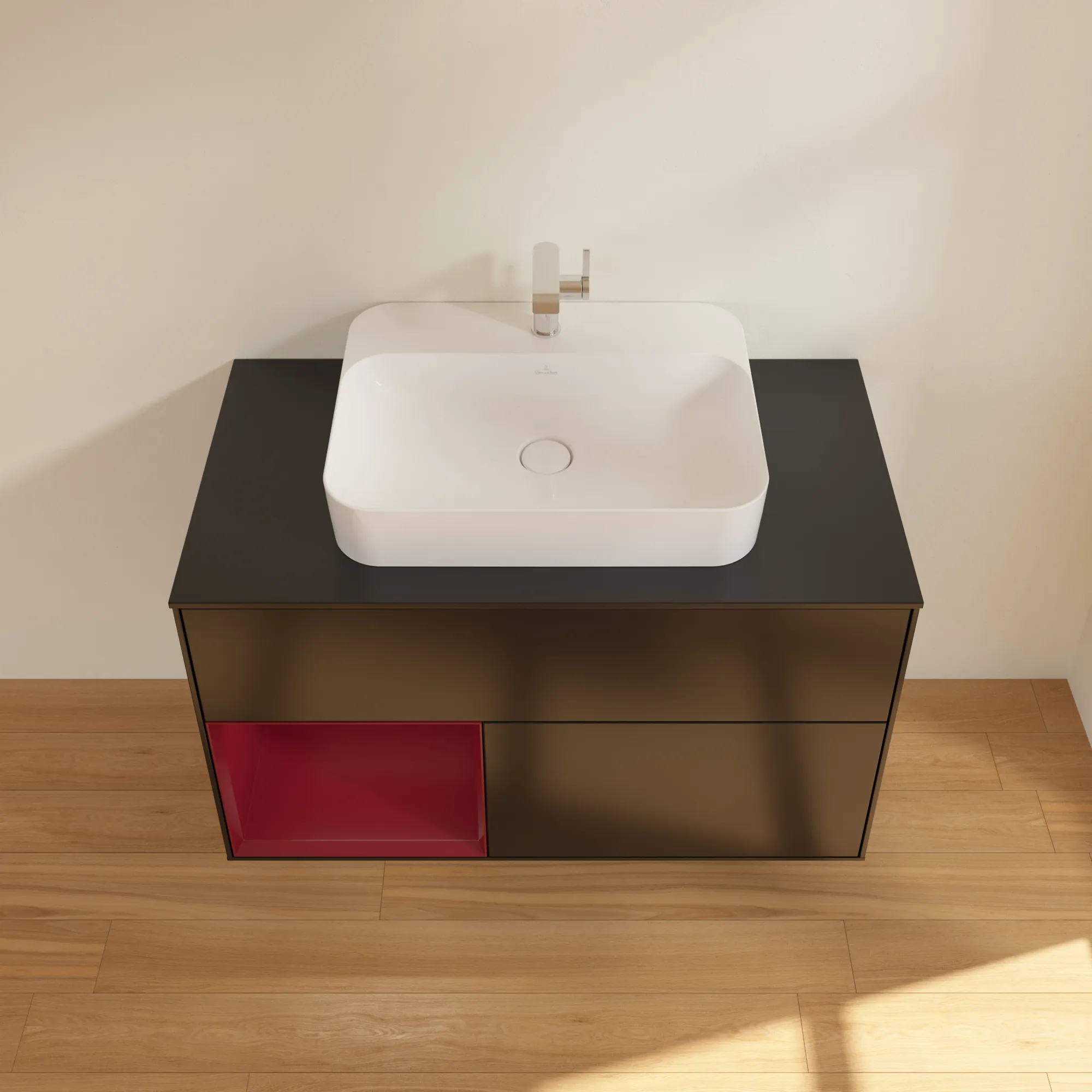 Villeroy & Boch Waschbeckenunterschrank Finion G36, 1000x603x501 mm, Black Matt Lacquer, mit Beleuchtung und Push-to-open Funktion