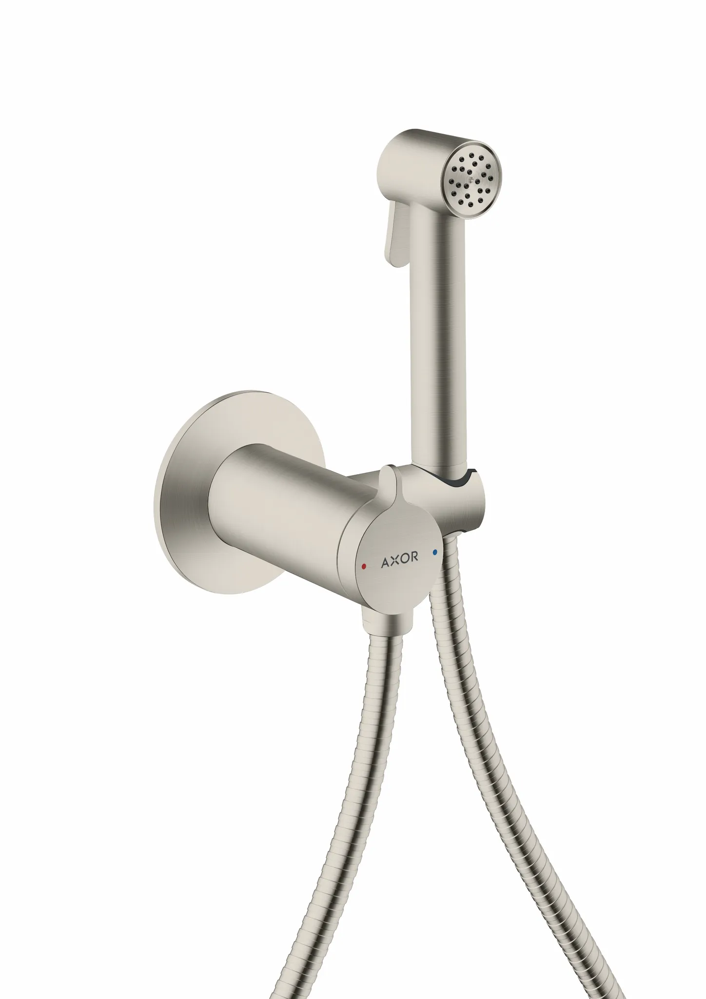 Hansgrohe AXOR Bidette Showers Handbrause 1-Jet rund für Mischwasser mit Brausehalter und 1,25 m Schlauch, Edelstahl Optic Hansgrohe AXOR Bidette Showers Handbrause 1-Jet rund für Mischwasser mit Brausehalter und 1,25 m Schlauch, Edelstahl Optic