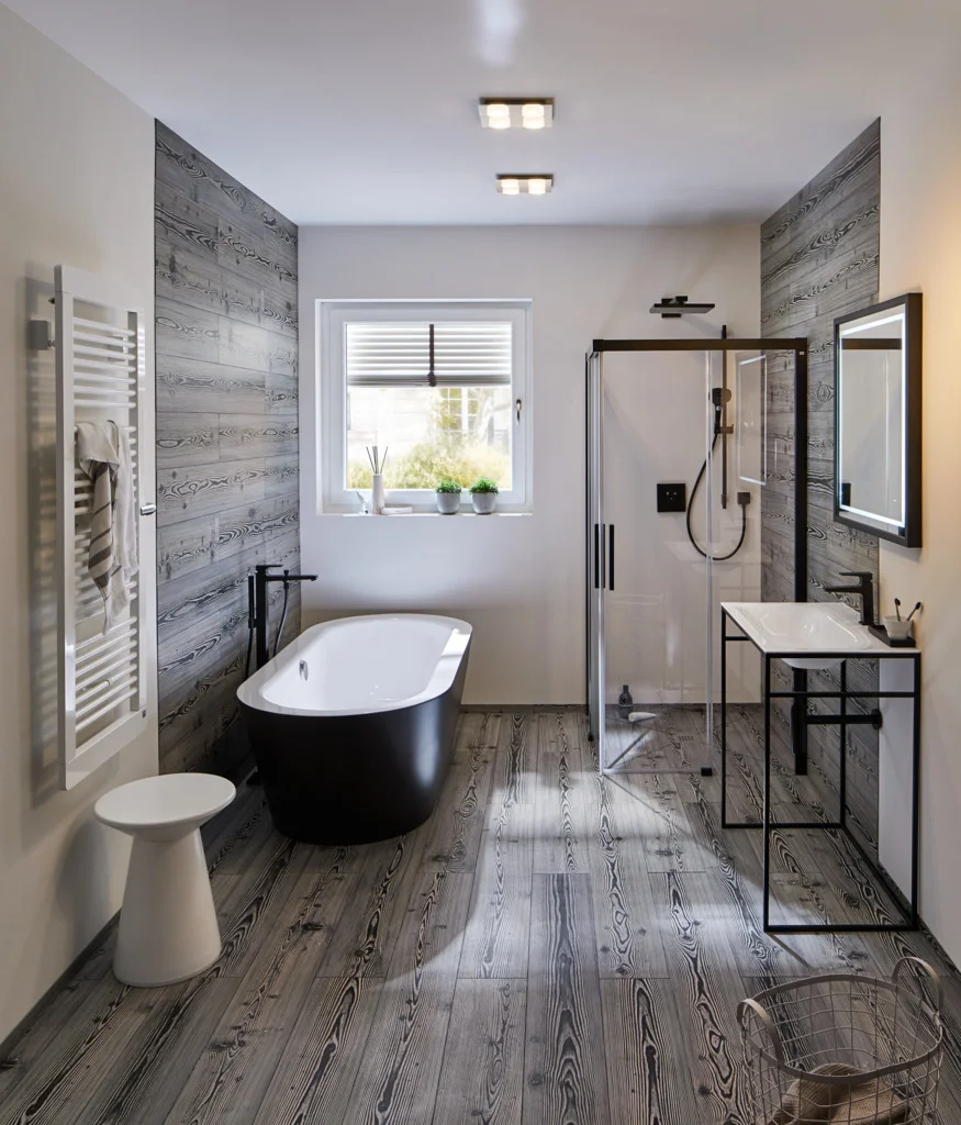 Hansgrohe Metropol Einhebel-Wannenmischer bodenstehend, mattschwarz, Ausladung 235 mm
