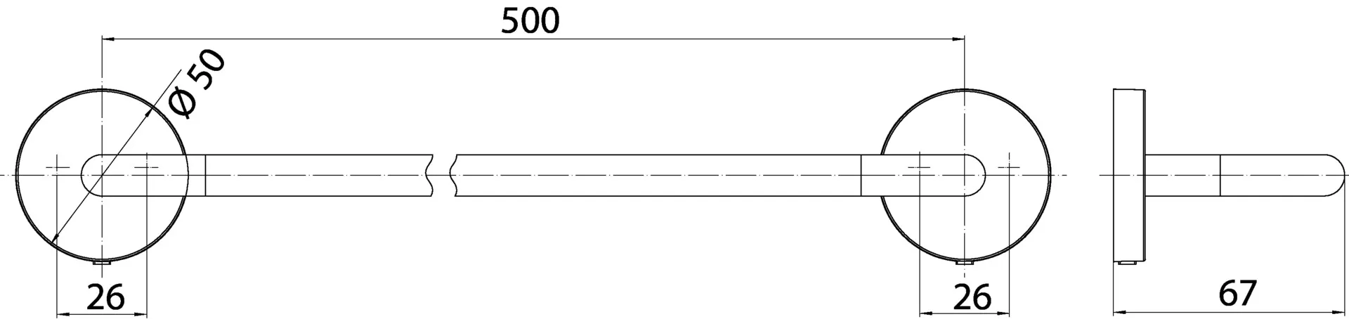round Badetuchhalter 500 mm, weiß round Badetuchhalter 500 mm, weiß