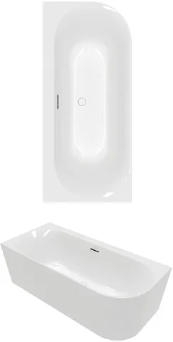 Villeroy & Boch Badewanne mit ovaler Innenform „Loop & Friends“ vorwand oval 170 × 75 cm, links in Weiß Alpin