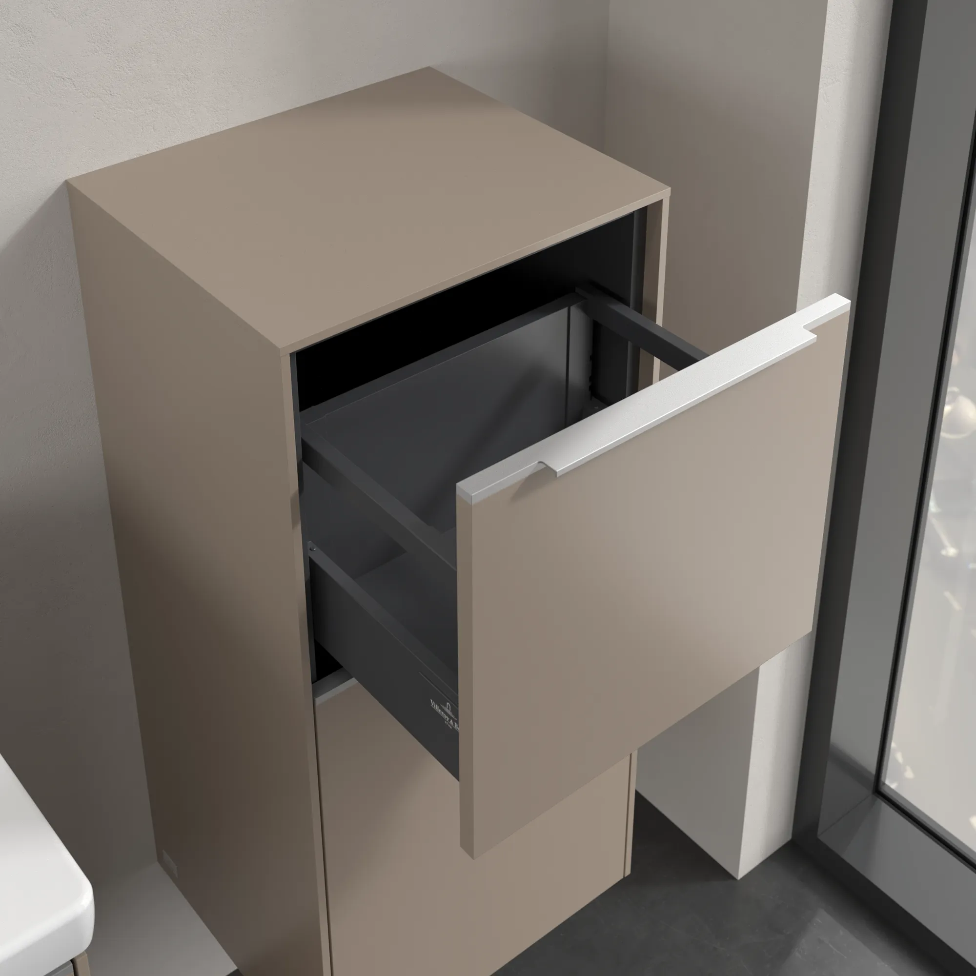 Villeroy & Boch Seitenschrank „Subway 3.0“ 40 × 86 × 36,2 × 36,2 cm 1 Auszug, 1 Tür, Anschlag (Scharnier) rechts, 1 Tür, Anschlag rechts