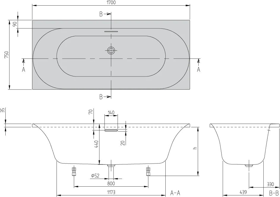 Villeroy & Boch Loop & Friends Badewanne COMBIPOOL COMFORT UCC170LOF2A2V, 1700x750mm, Weiß Alpin Villeroy & Boch Loop & Friends Badewanne COMBIPOOL COMFORT UCC170LOF2A2V, 1700x750mm, Weiß Alpin