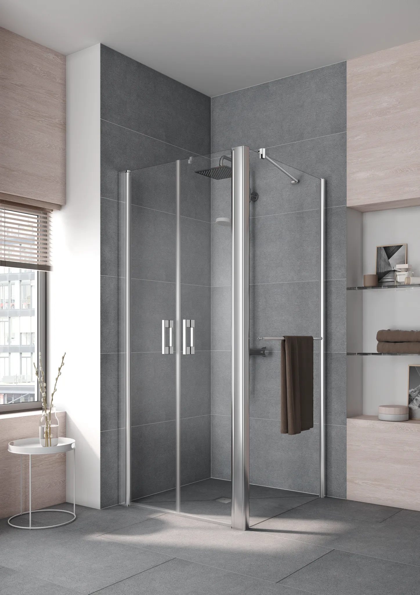 Kermi Duschdesign Pendeltür für Nische und Ecke „PEGA“ für Ecke / Nische Glas Klar, Profile Silber Hochglanz, BV: 1150 - 1200 mm GAK: 1150 - 1175 mm WE: 1150 - 1200 mm H: 2000 mm