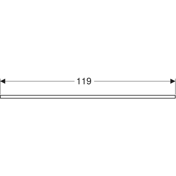 Geberit ONE Waschtischplatte mit Ausschnitt, Steinzeug, schwarz Marmoroptik matt, 119 x 47,3 cm, Höhe 2 cm, Wanneneinbaumaß 22,3 cm, für Aufsatzwaschtisch Schalenform