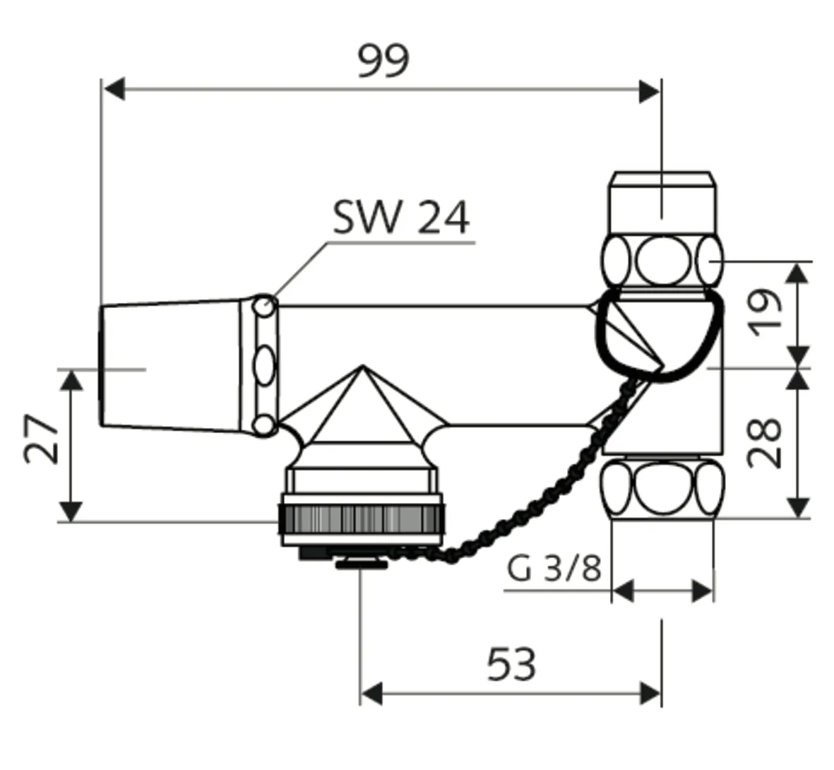 Probenahmeventil PROBFIX, Gesicherte Betätigung, DN 10 G 3/8 IG, Ø 10 mm (DN 10 G 3/8 AG), G 3/4 AG