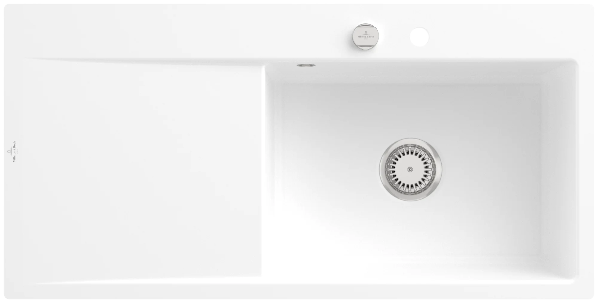 Villeroy & Boch Subway Style 60 Flat 980x490mm, flächenbündige Spüle, Rechtsbecken, Stone White CeramicPlus