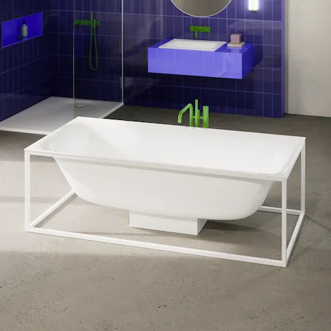 Bette BetteLux Shape Badewanne Rechteck, 1800 x 800 mm, Midnight, glasierter Titan-Stahl, Freistehend, 2-Sitzer