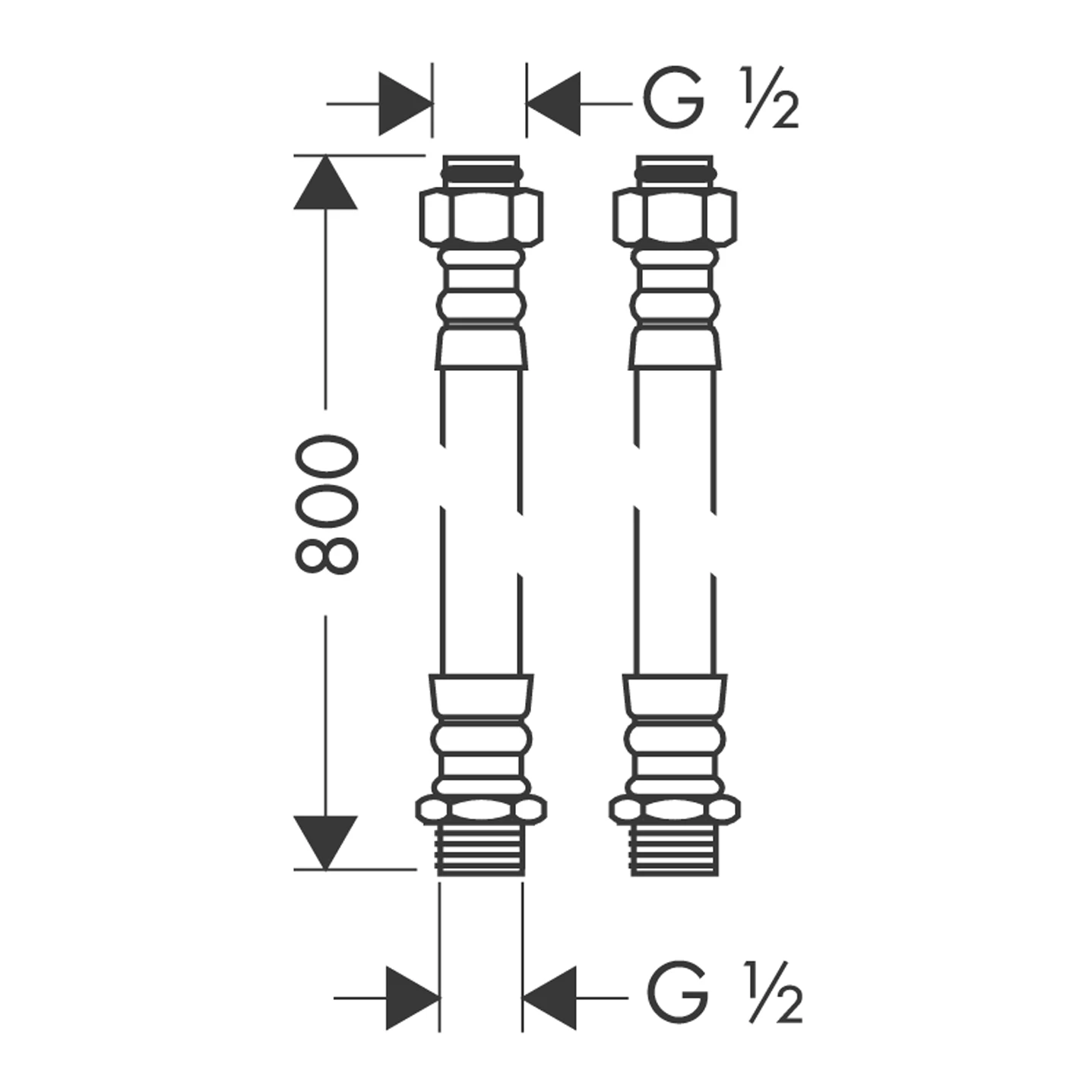 Anschlußschlauch Set 2-L.Thermostat Wannenrand Axor heiss/kalt