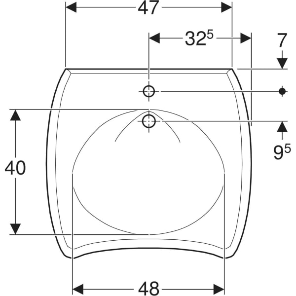 Wandwaschtisch „Vitalis“, rechteckig 65 × 60 cm in weiß alpin