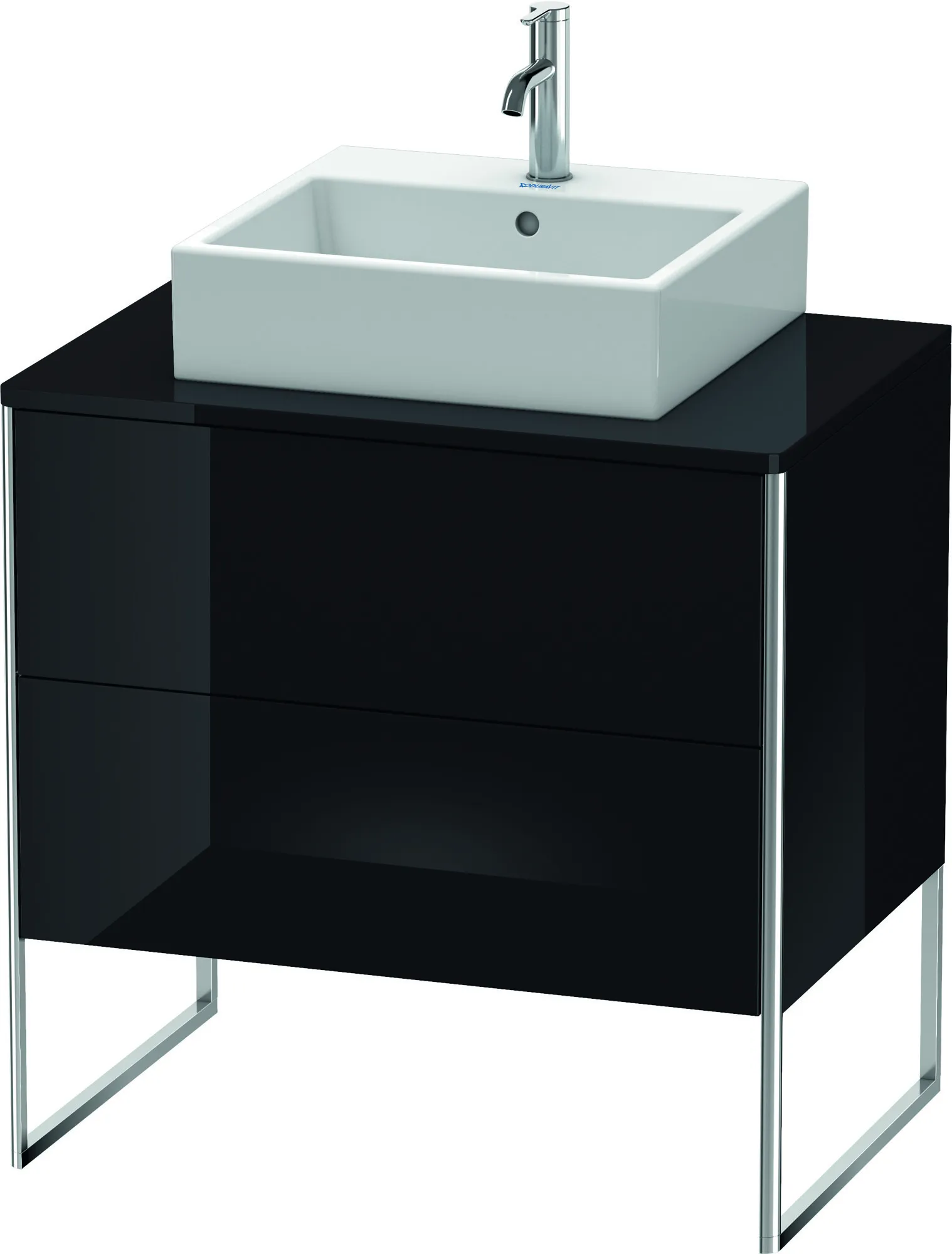 Duravit Waschtischunterschrank bodenstehend „XSquare“ 80 × 77,8 × 54,8 cm Schwarz Hochglanz