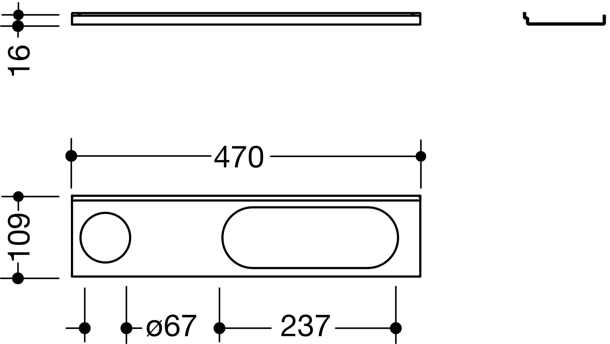 HEWI Ablage 950.13.0019 SC 47 × 1,5 × 10,2 cm