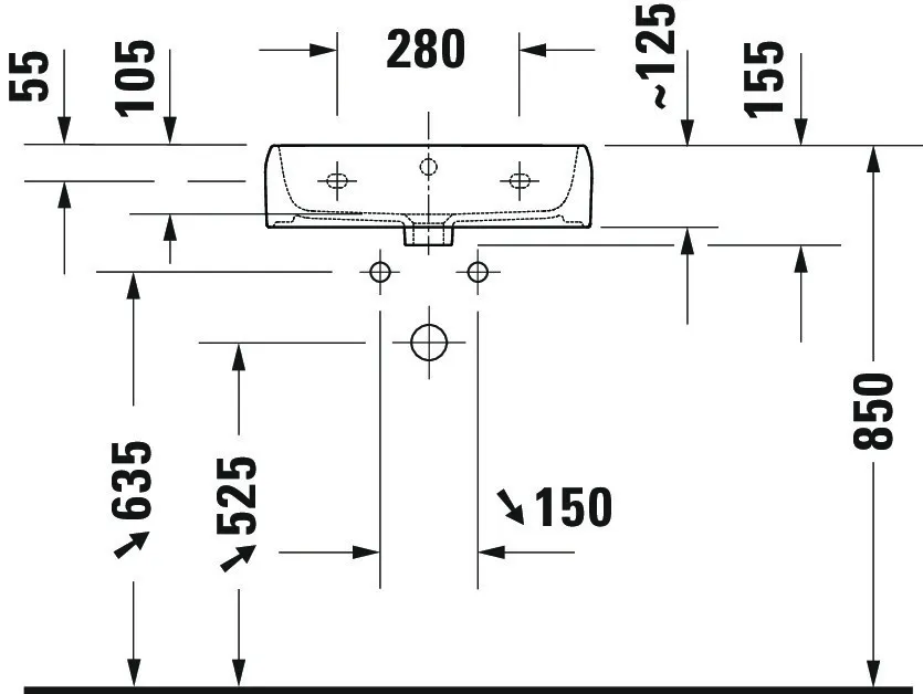 Wandwaschtisch geschliffen „Qatego“ 50 × 42 × 15 cm, Hahnlochposition mittig Wandwaschtisch geschliffen „Qatego“ 50 × 42 × 15 cm, Hahnlochposition mittig